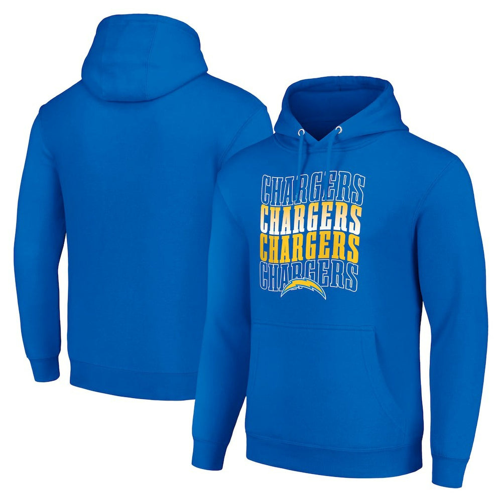 Los Angeles Chargers Starter Four Team Name Logo Fleece Pullover Hoodie - Royal cheap