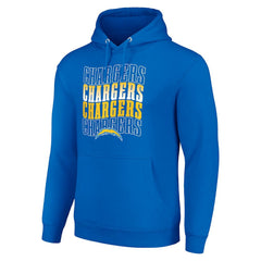 Los Angeles Chargers Starter Four Team Name Logo Fleece Pullover Hoodie - Royal cheap