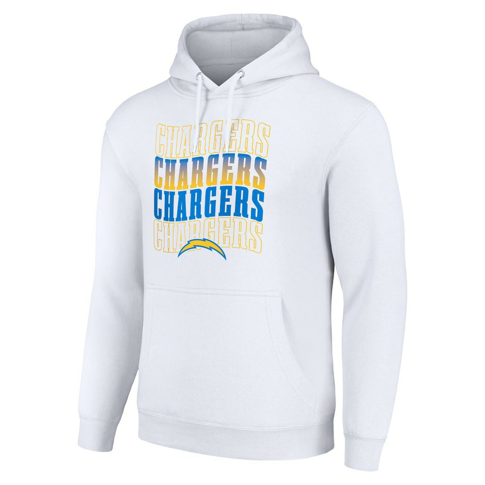 Los Angeles Chargers Starter Four Team Name Logo Fleece Pullover Hoodie - White on sale