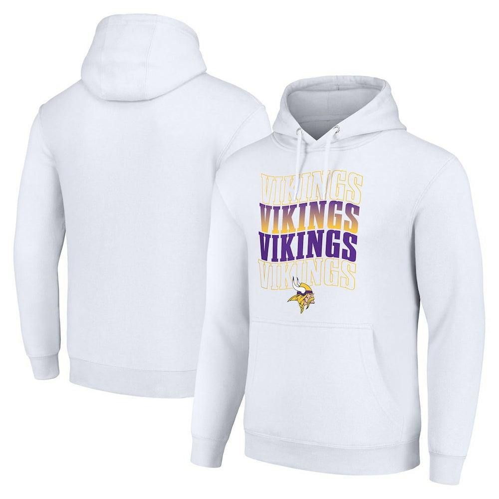 Minnesota Vikings Starter Four Team Name Logo Fleece Pullover Hoodie - White on sale