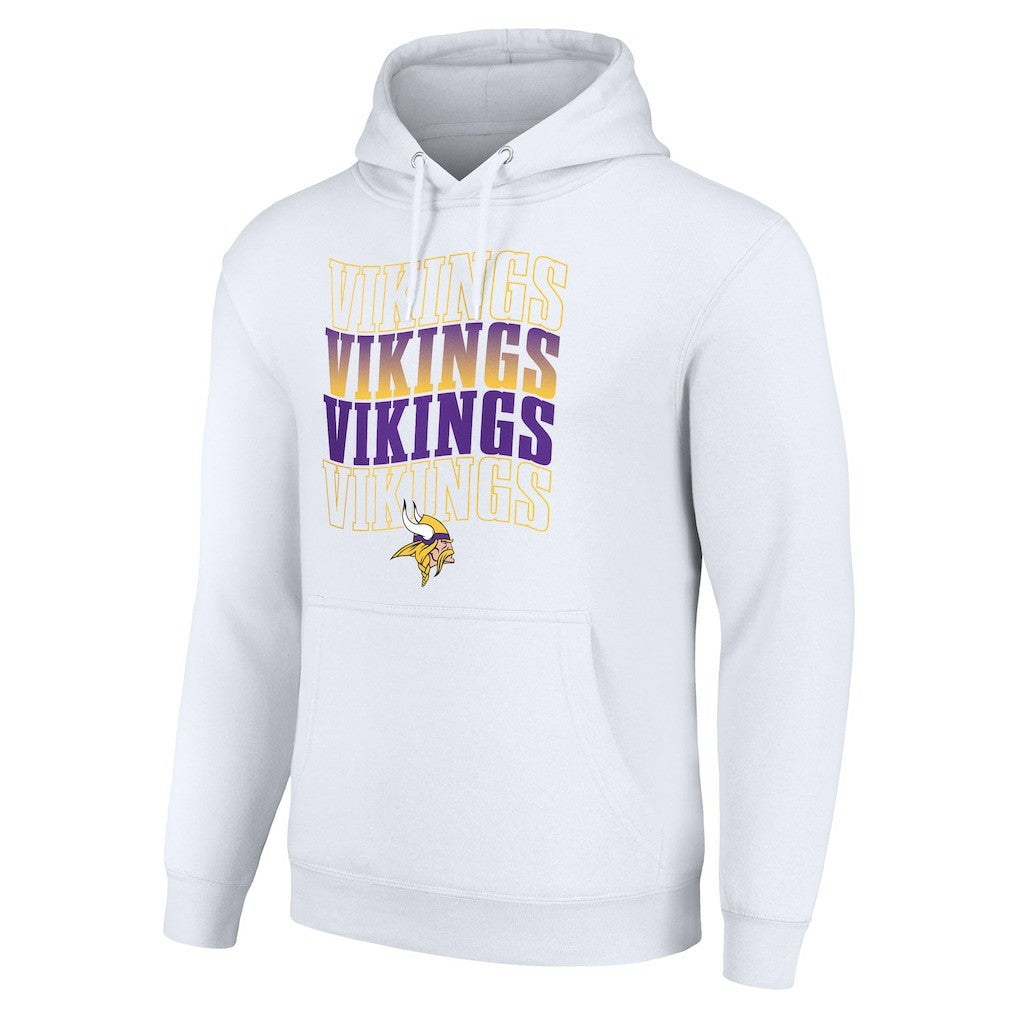 Minnesota Vikings Starter Four Team Name Logo Fleece Pullover Hoodie - White on sale