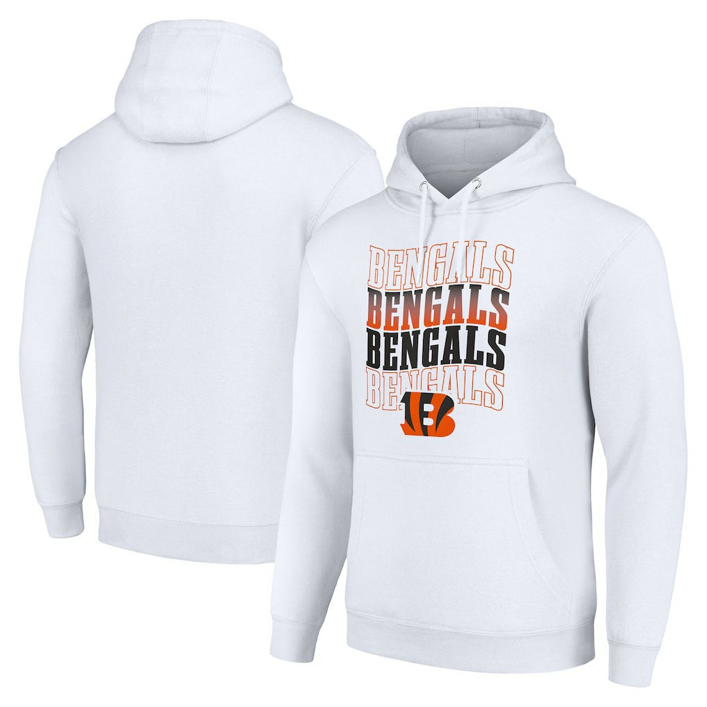 Cincinnati Bengals Starter Four Team Name Logo Fleece Pullover Hoodie - White discount