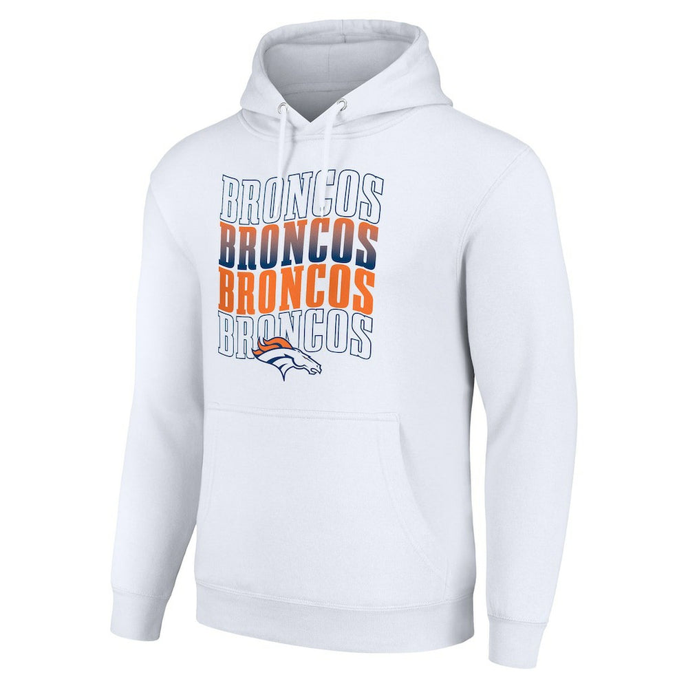 Denver Broncos Starter Four Team Name Logo Fleece Pullover Hoodie - White outlet