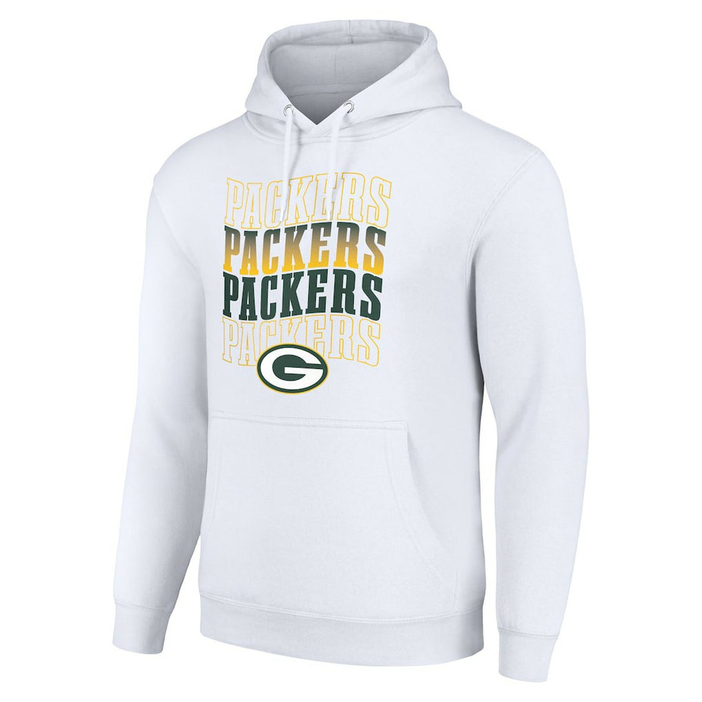 Green Bay Packers Starter Four Team Name Logo Fleece Pullover Hoodie - White on sale