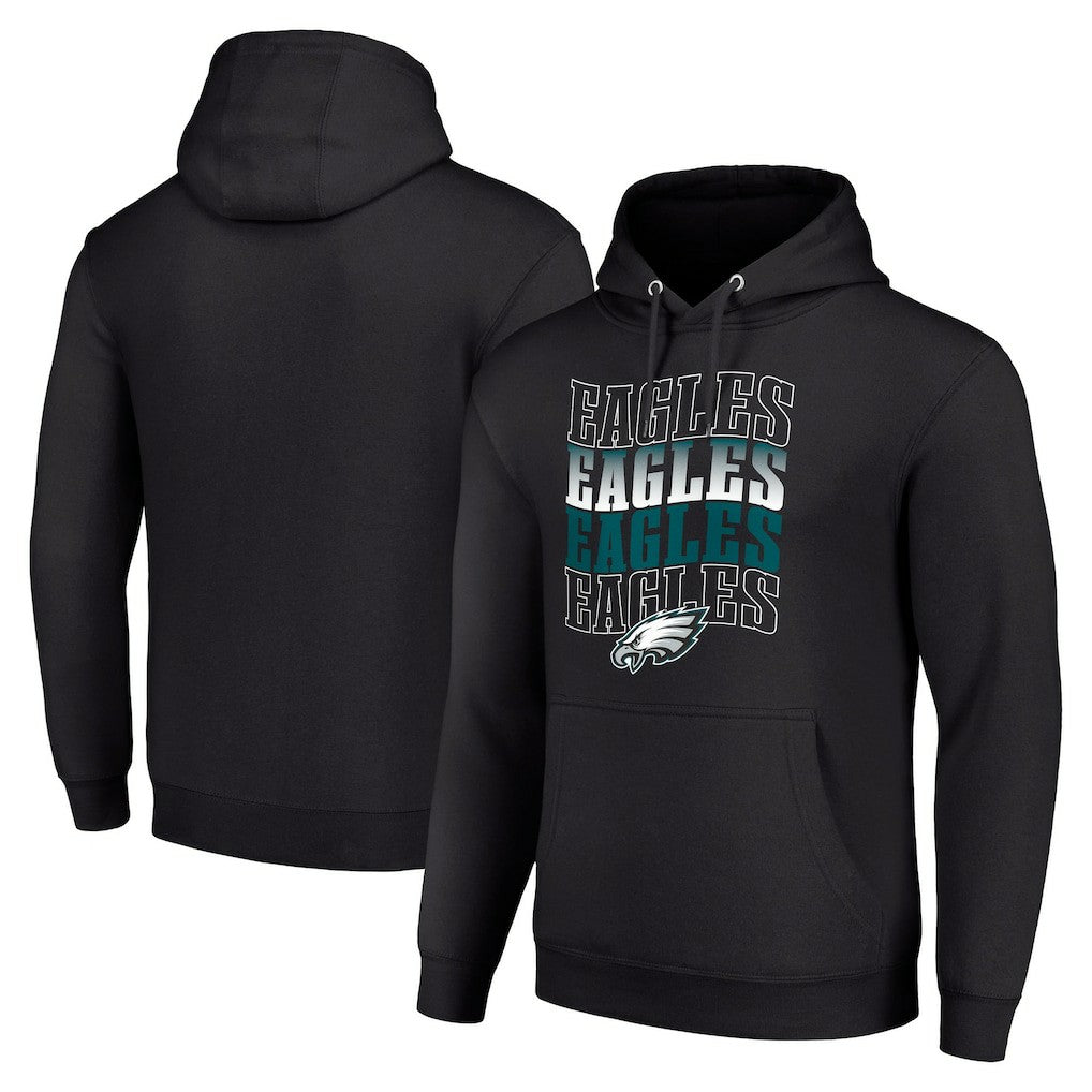 Philadelphia Eagles Starter Four Team Name Logo Fleece Pullover Hoodie - Black for sale