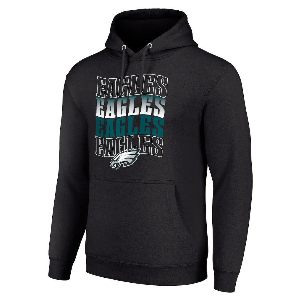 Philadelphia Eagles Starter Four Team Name Logo Fleece Pullover Hoodie - Black for sale