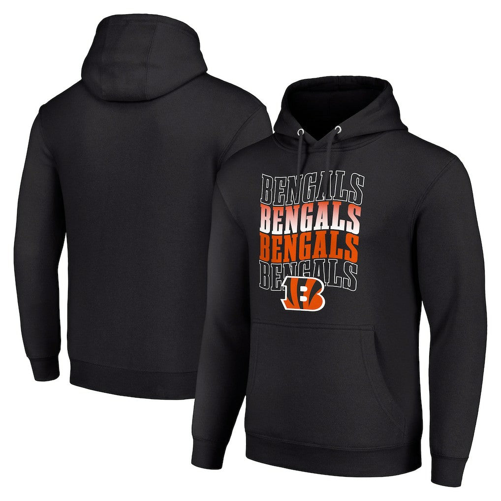 Cincinnati Bengals Starter Four Team Name Logo Fleece Pullover Hoodie - Black cheap