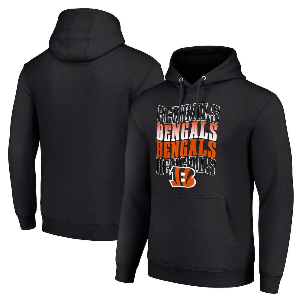 Cincinnati Bengals Starter Four Team Name Logo Fleece Pullover Hoodie - Black cheap