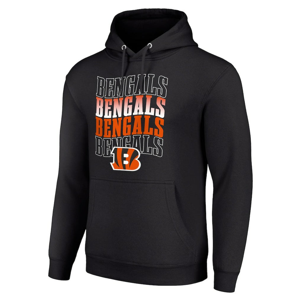 Cincinnati Bengals Starter Four Team Name Logo Fleece Pullover Hoodie - Black cheap