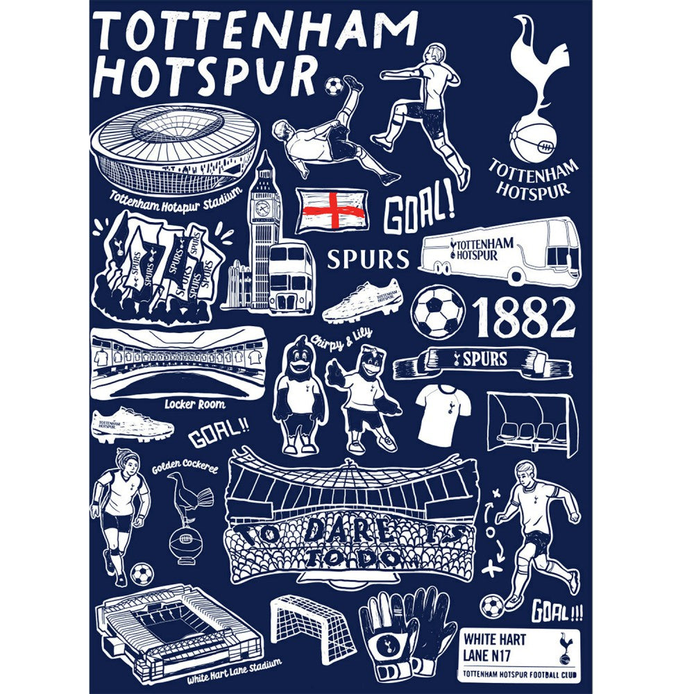 Tottenham Hotspur Vive La Fete Youth Impressions Artwork T-Shirt - Navy discount
