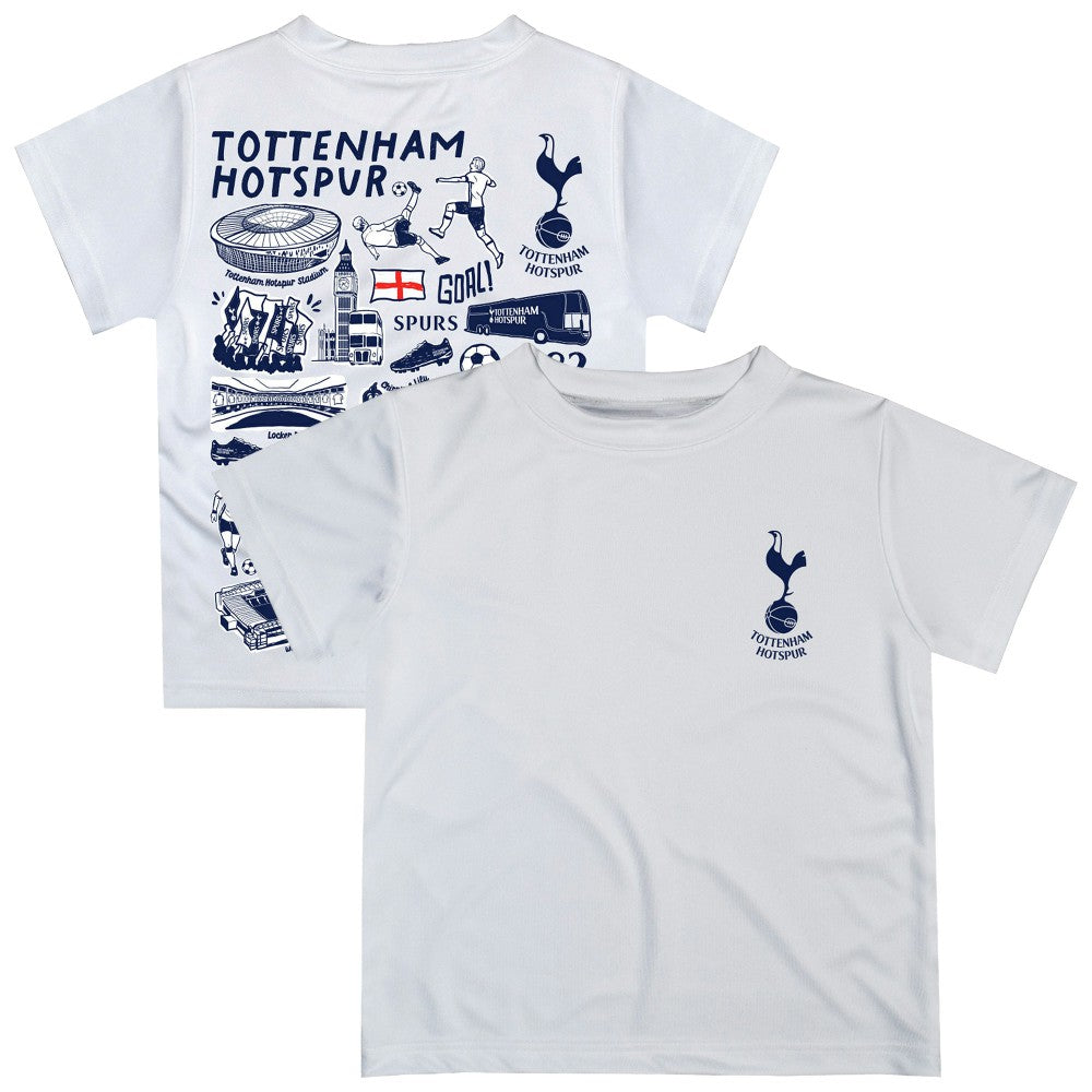 Tottenham Hotspur Vive La Fete Youth Impressions Artwork T-Shirt - White on sale
