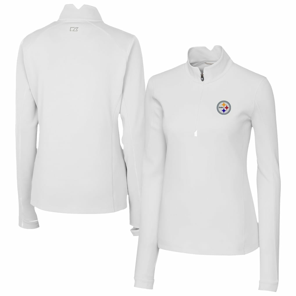 Pittsburgh Steelers Cutter & Buck Women's Traverse Stretch Quarter-Zip Pullover Top - White cheap