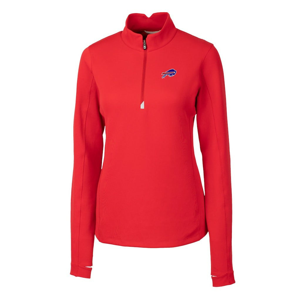 Buffalo Bills Cutter & Buck Women's Traverse Stretch Quarter-Zip Pullover Top - Red on sale