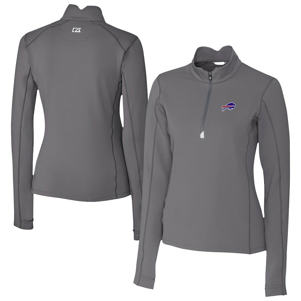 Buffalo Bills Cutter & Buck Women's Traverse Stretch Quarter-Zip Pullover Top - Gray cheap