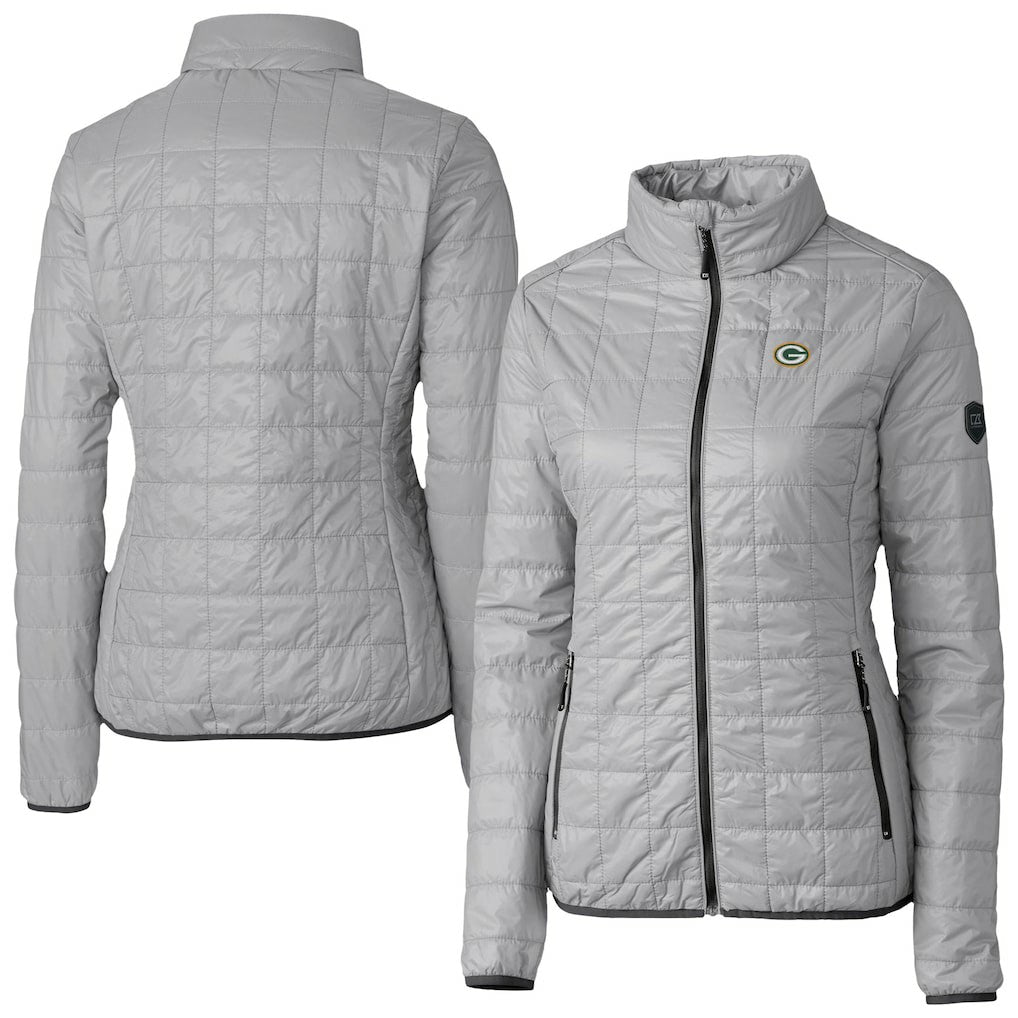 Green Bay Packers Cutter & Buck Women's Rainier PrimaLoft Eco Insulated Full-Zip Puffer Jacket - Gray outlet