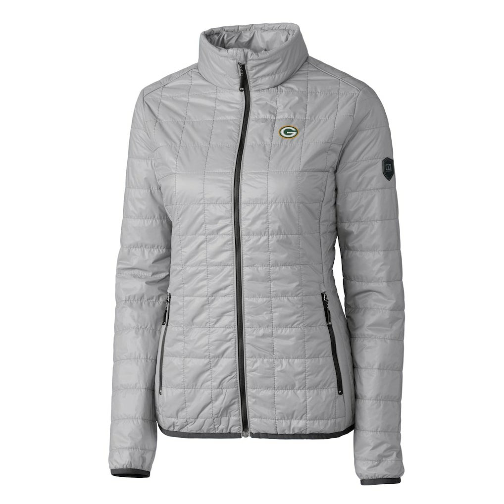 Green Bay Packers Cutter & Buck Women's Rainier PrimaLoft Eco Insulated Full-Zip Puffer Jacket - Gray outlet