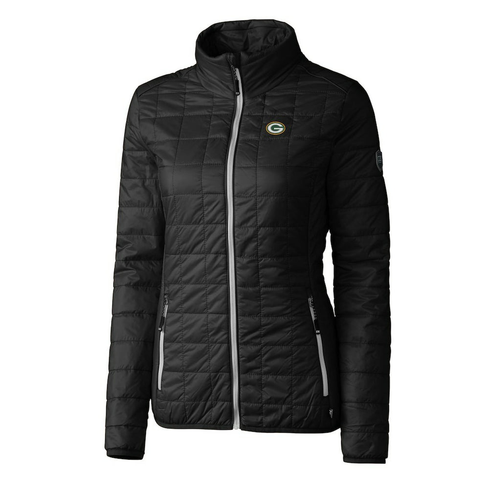 Green Bay Packers Cutter & Buck Women's Rainier PrimaLoft Eco Insulated Full-Zip Puffer Jacket - Black outlet
