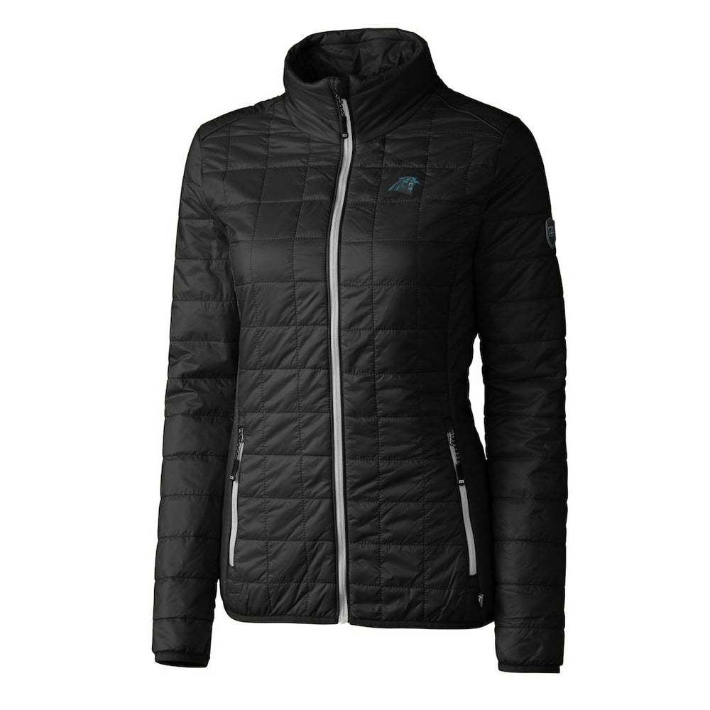 Carolina Panthers Cutter & Buck Women's Rainier PrimaLoft Eco Insulated Full-Zip Puffer Jacket - Black for sale