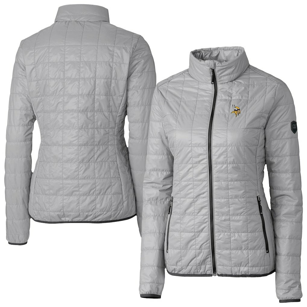 Minnesota Vikings Cutter & Buck Women's Rainier PrimaLoft Eco Insulated Full-Zip Puffer Jacket - Gray for sale