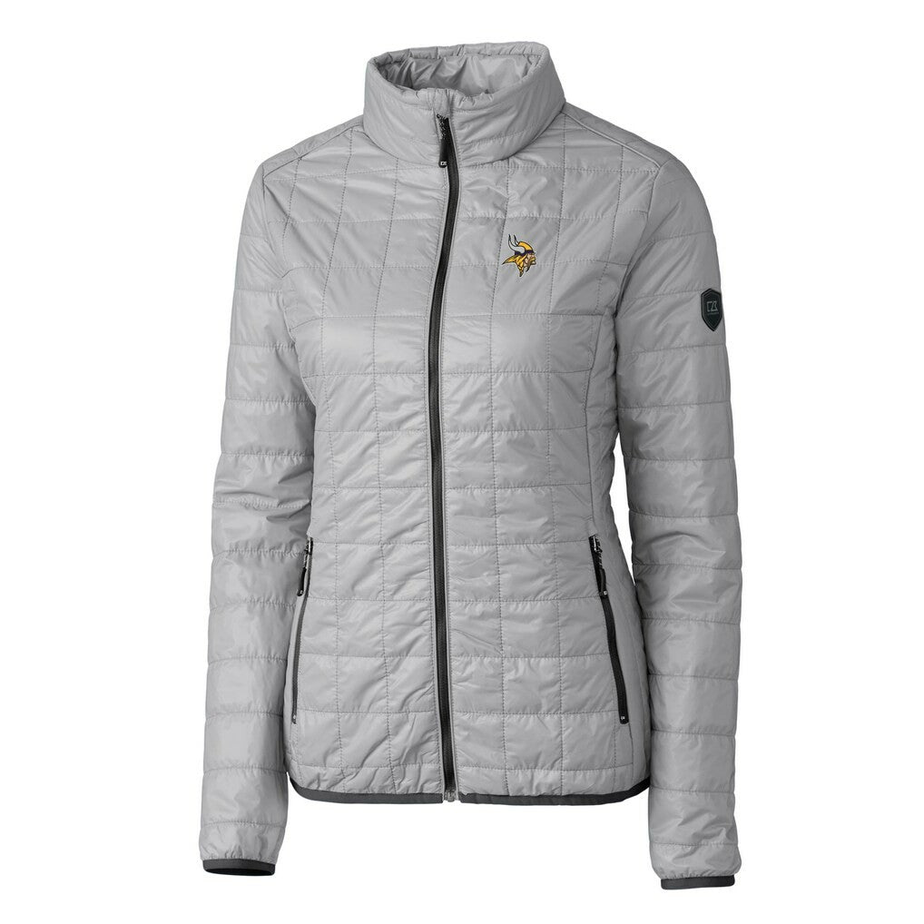 Minnesota Vikings Cutter & Buck Women's Rainier PrimaLoft Eco Insulated Full-Zip Puffer Jacket - Gray for sale