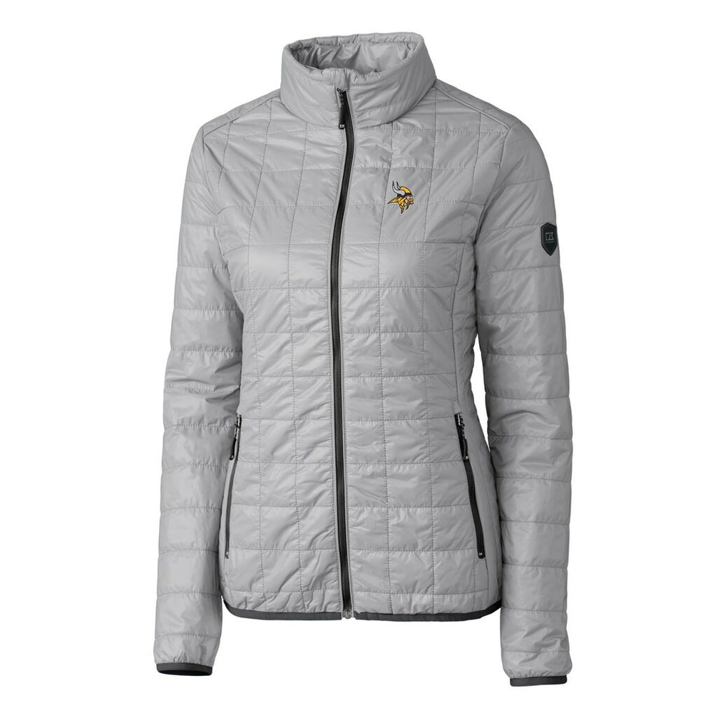 Minnesota Vikings Cutter & Buck Women's Rainier PrimaLoft Eco Insulated Full-Zip Puffer Jacket - Gray for sale