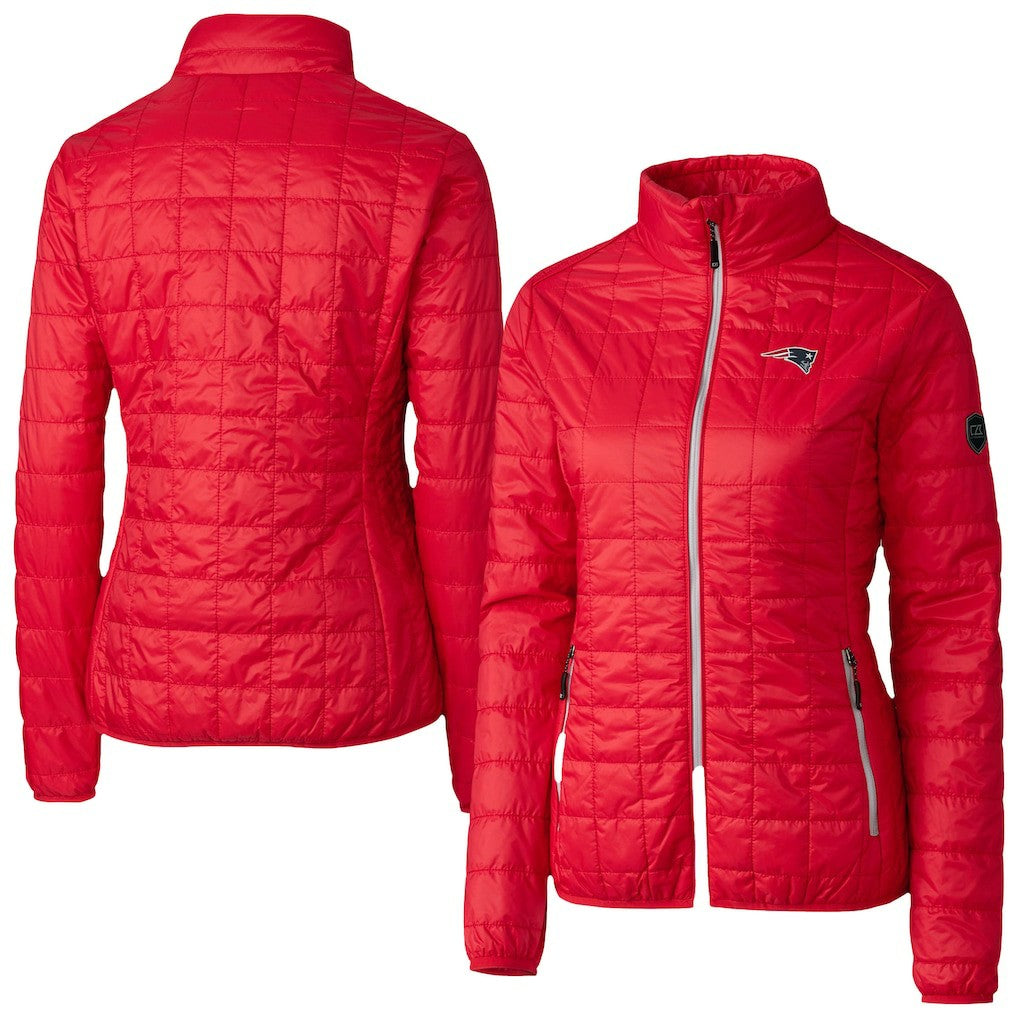 New England Patriots Cutter & Buck Women's Rainier PrimaLoft Eco Insulated Full-Zip Puffer Jacket - Red cheap