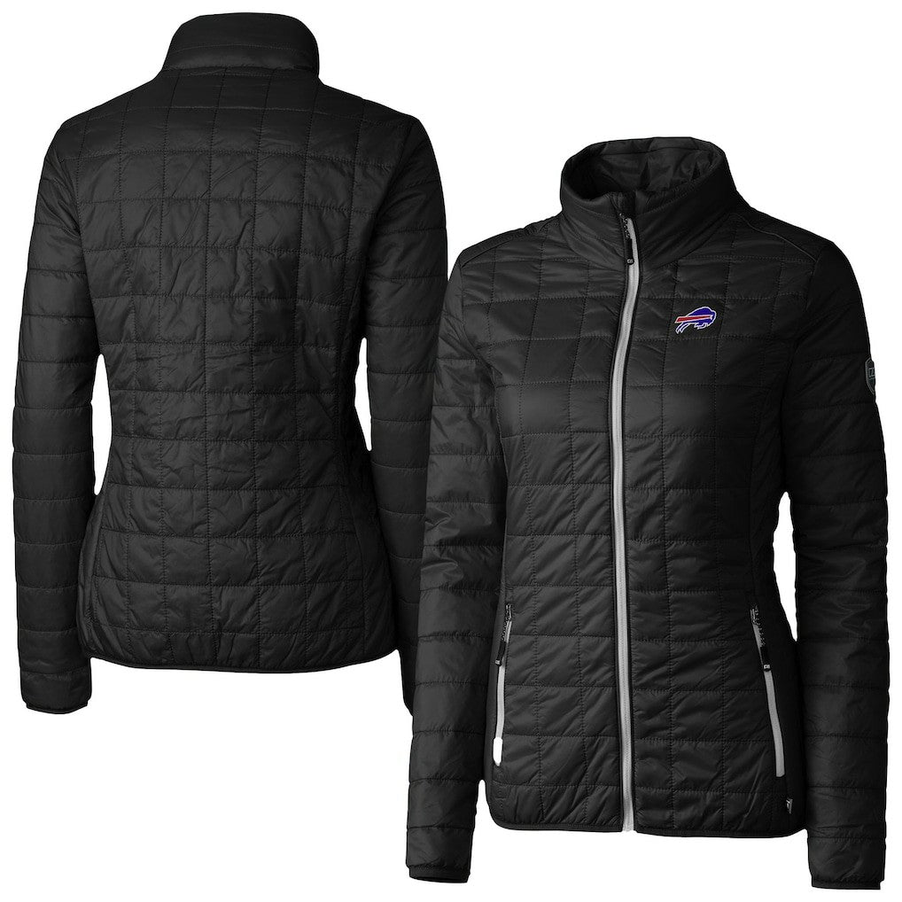 Buffalo Bills Cutter & Buck Women's Rainier PrimaLoft Eco Insulated Full-Zip Puffer Jacket - Black on sale