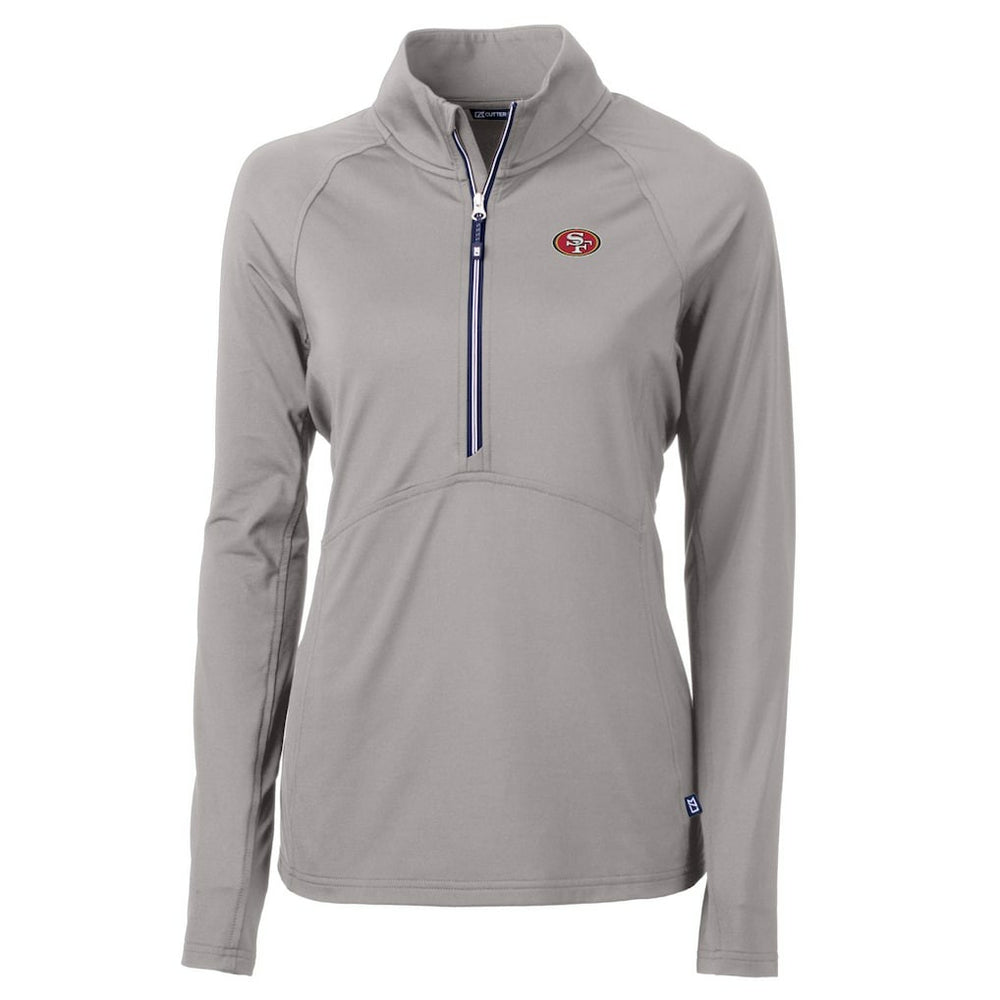 San Francisco 49ers Cutter & Buck Women's Adapt Eco Knit Stretch Recycled Half-Zip Pullover Top - Gray discount