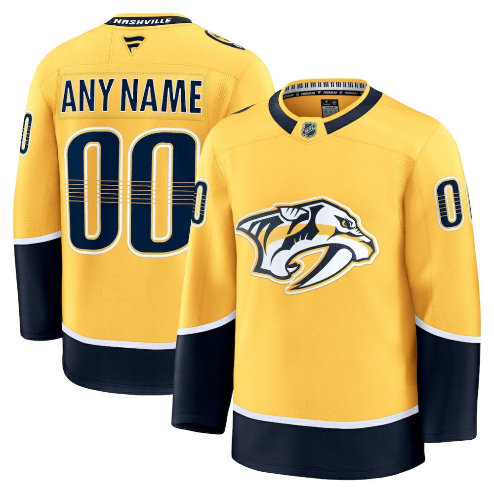Nashville Predators Fanatics Home Premium Custom Jersey Gold
