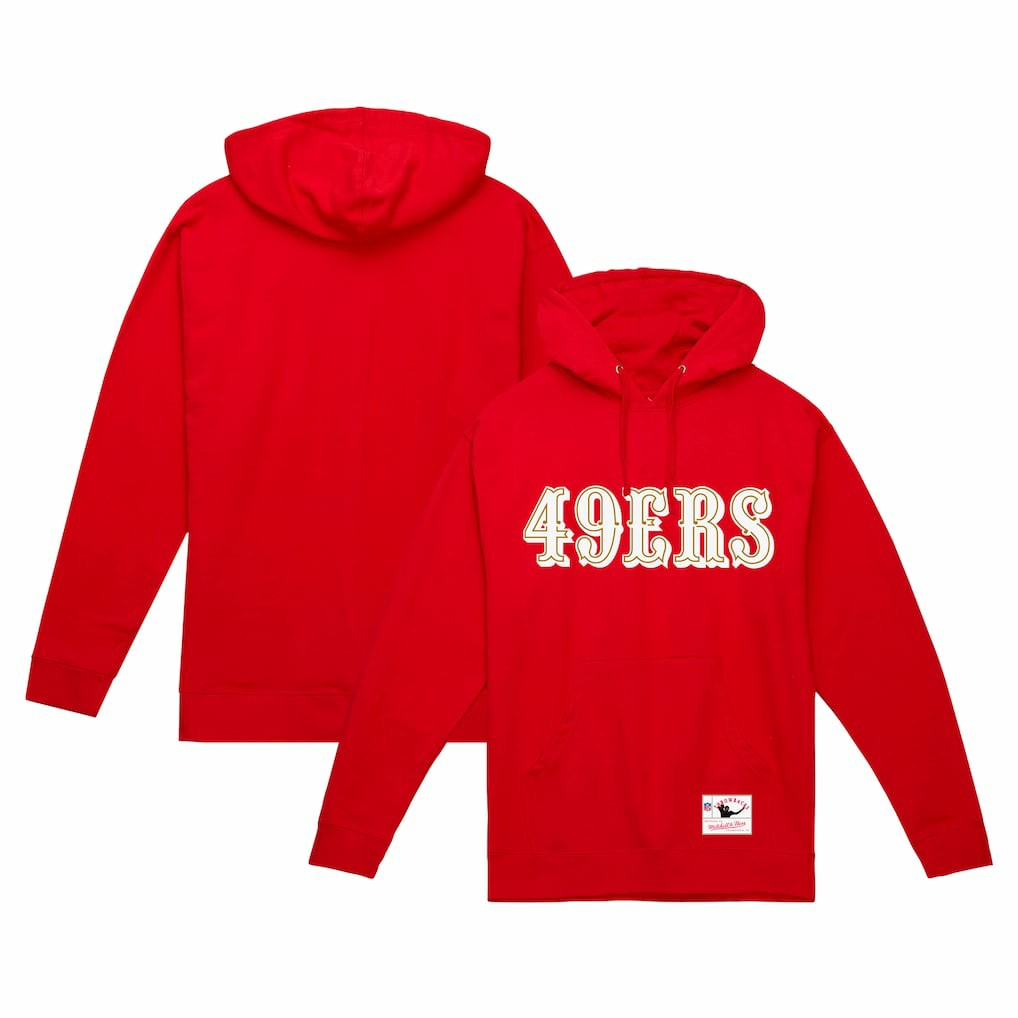 San Francisco 49ers Team Wordmark Vintage Pullover Hoodie - Scarlet discount