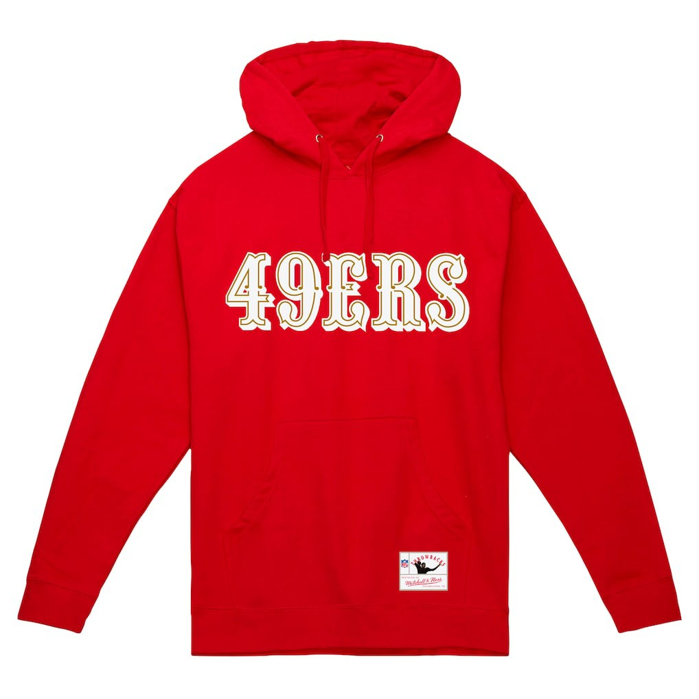 San Francisco 49ers Team Wordmark Vintage Pullover Hoodie - Scarlet discount