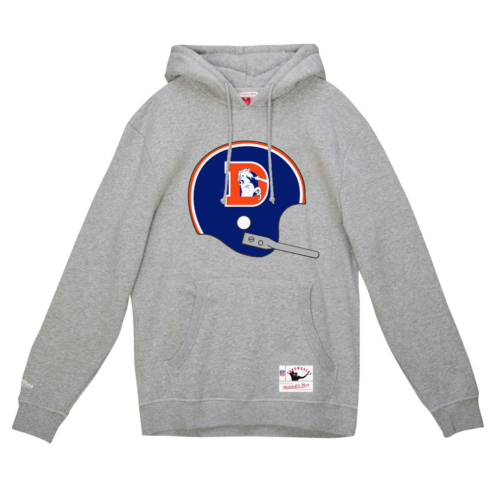 Denver Broncos Helmet Logo Vintage Pullover Hoodie - Heather Gray online