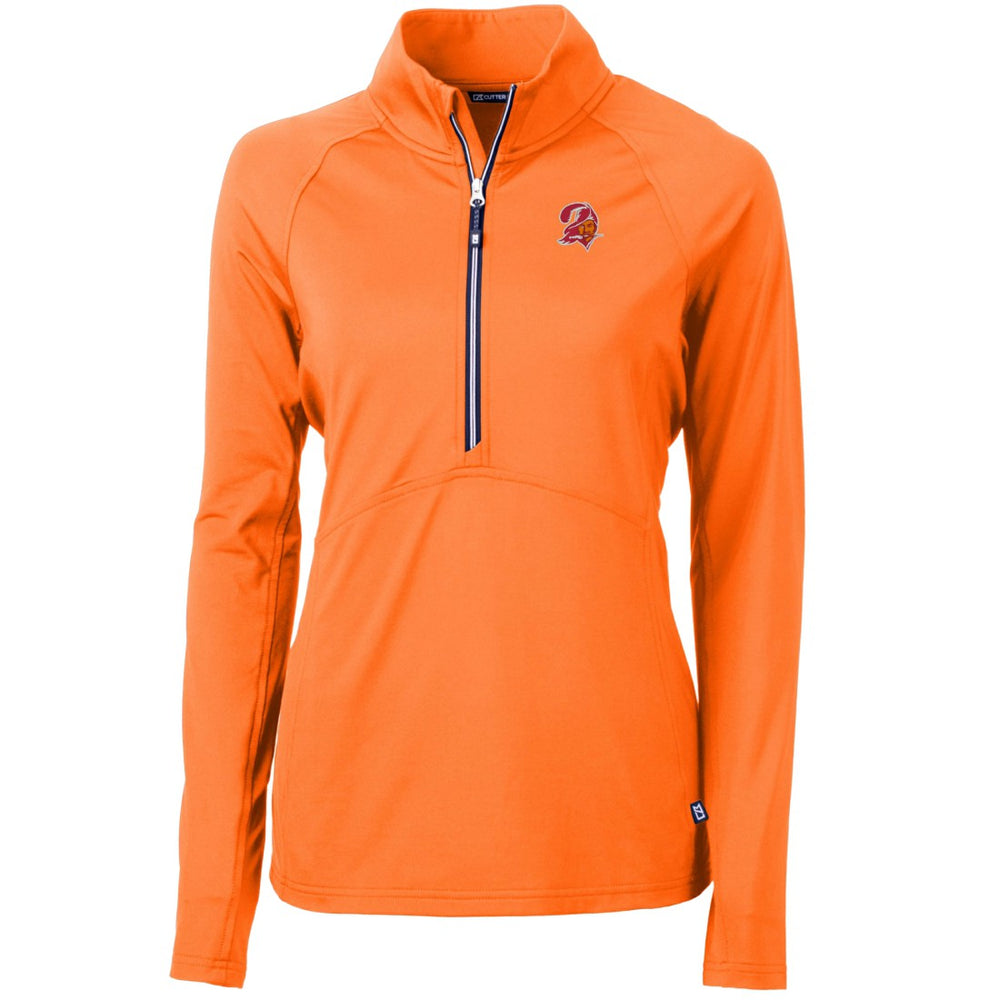 Tampa Bay Buccaneers Cutter & Buck Women's DryTec Adapt Eco Knit Stretch Recycled Raglan Half-Zip Top - Orange on sale