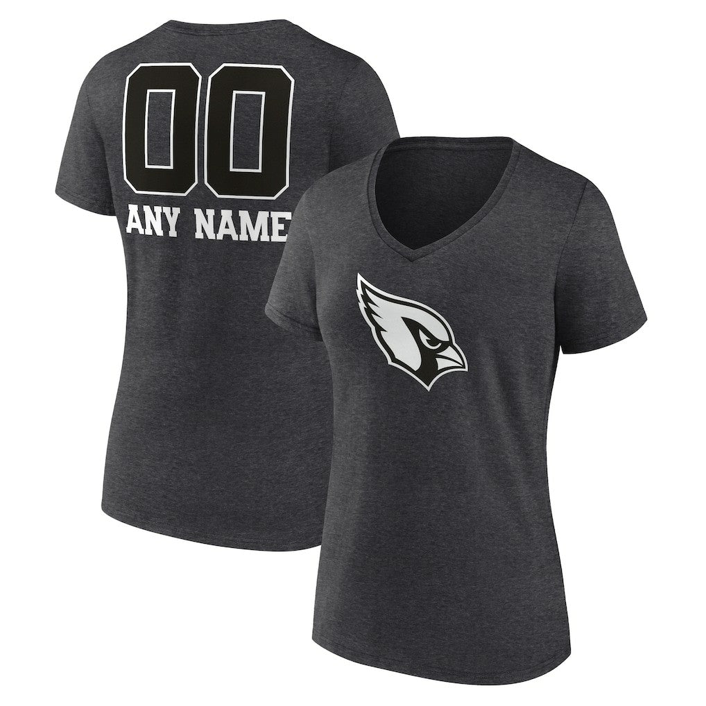 Arizona Cardinals Women's Personalized Name & Number Monochrome V-Neck Long Sleeve T-Shirt - Charcoal online