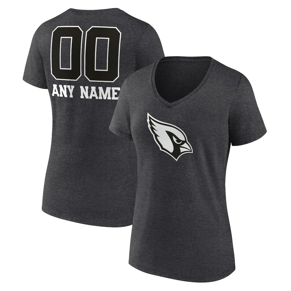 Arizona Cardinals Women's Personalized Name & Number Monochrome V-Neck Long Sleeve T-Shirt - Charcoal online