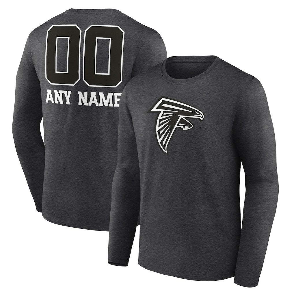 Atlanta Falcons Personalized Name & Number Monochrome Long Sleeve T-Shirt - Charcoal cheap