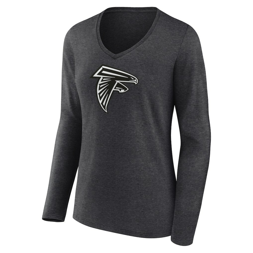 Atlanta Falcons Women's Personalized Name & Number Monochrome V-neck T-Shirt - Charcoal on sale