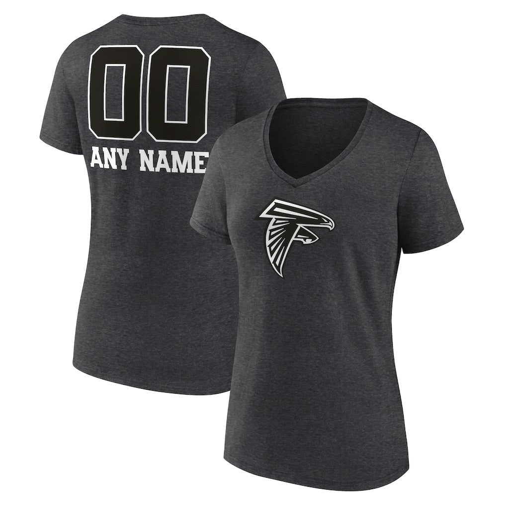 Atlanta Falcons Women's Personalized Name & Number Monochrome V-Neck Long Sleeve T-Shirt - Charcoal sale
