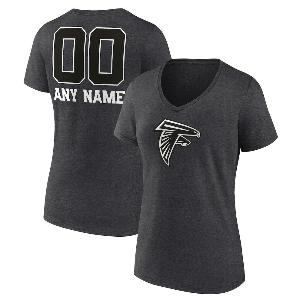 Atlanta Falcons Women's Personalized Name & Number Monochrome V-Neck Long Sleeve T-Shirt - Charcoal sale