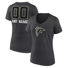 Atlanta Falcons Women's Personalized Name & Number Monochrome V-Neck Long Sleeve T-Shirt - Charcoal sale