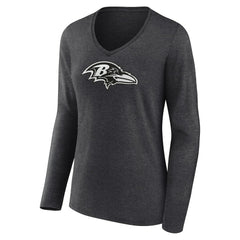 Baltimore Ravens Women's Personalized Name & Number Monochrome V-neck T-Shirt - Charcoal sale