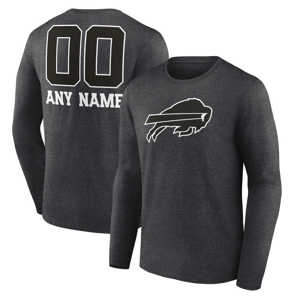Buffalo Bills Personalized Name & Number Monochrome Long Sleeve T-Shirt - Charcoal sale