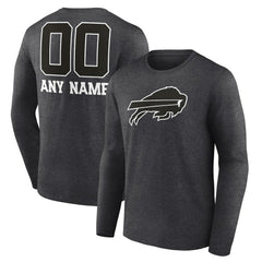 Buffalo Bills Personalized Name & Number Monochrome Long Sleeve T-Shirt - Charcoal sale