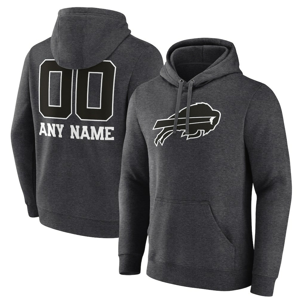 Buffalo Bills Personalized Name & Number Monochrome Pullover Hoodie - Charcoal cheap