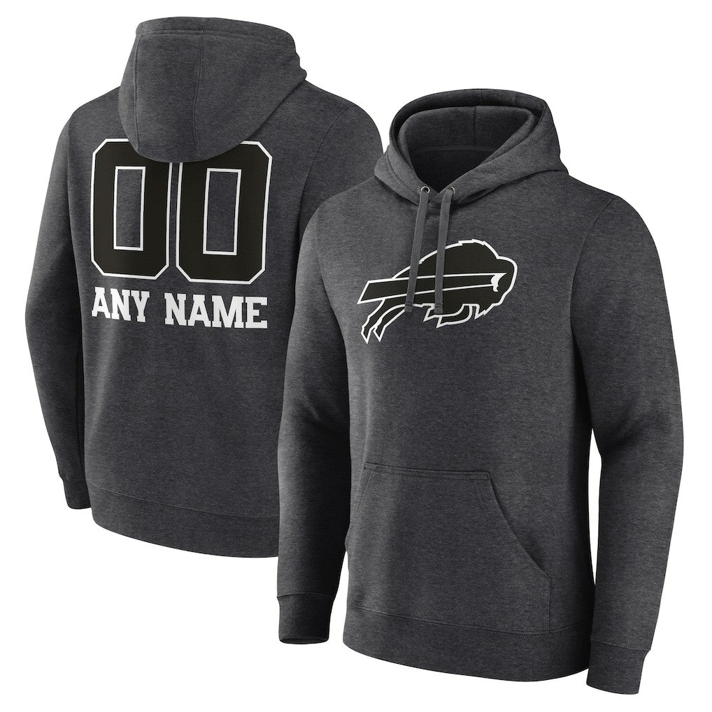 Buffalo Bills Personalized Name & Number Monochrome Pullover Hoodie - Charcoal cheap