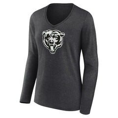 Chicago Bears Women's Personalized Name & Number Monochrome V-neck T-Shirt - Charcoal online