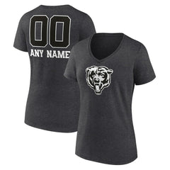 Chicago Bears Women's Personalized Name & Number Monochrome V-Neck Long Sleeve T-Shirt - Charcoal discount