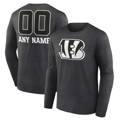Cincinnati Bengals Personalized Name & Number Monochrome Long Sleeve T-Shirt - Charcoal outlet
