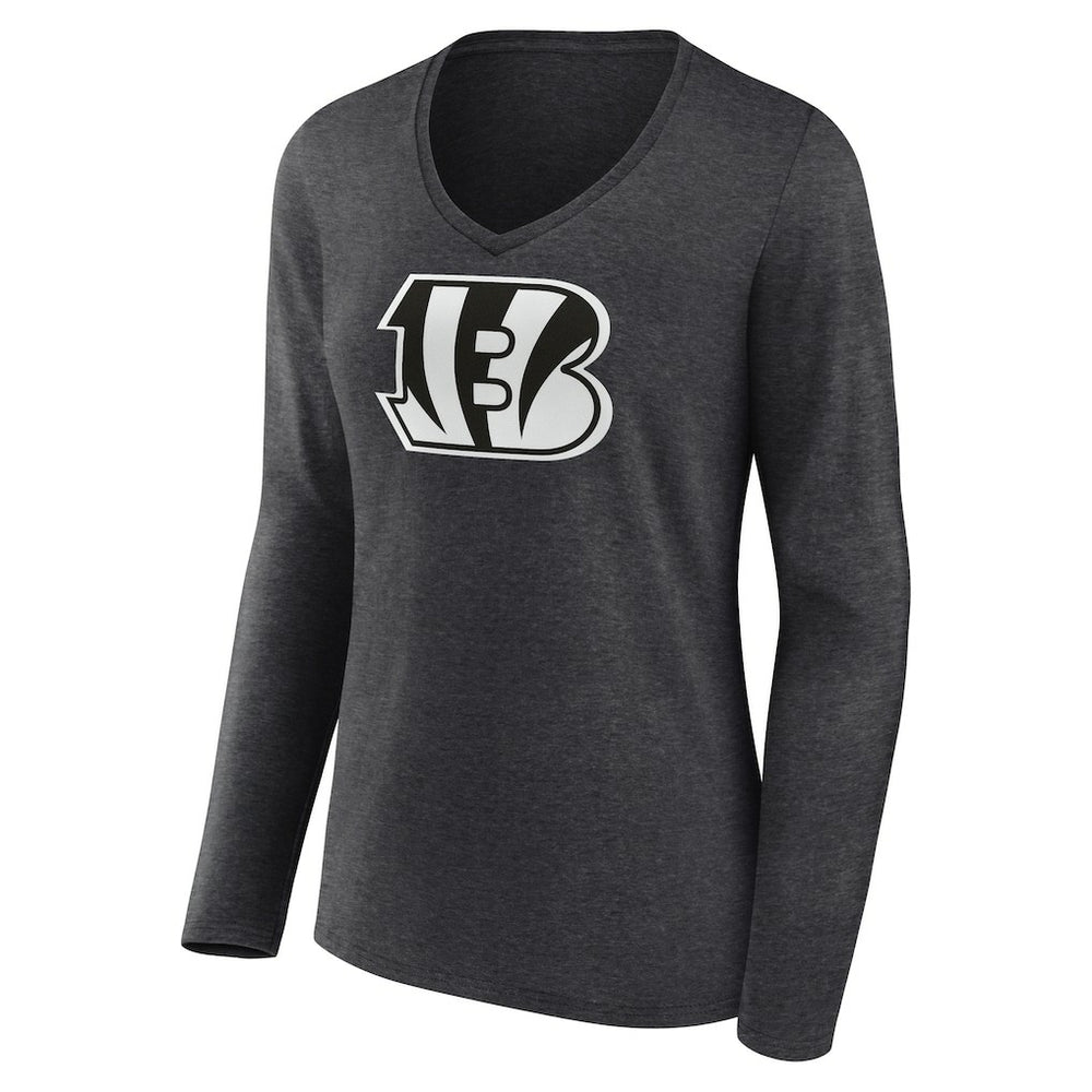 Cincinnati Bengals Women's Personalized Name & Number Monochrome V-neck T-Shirt - Charcoal discount