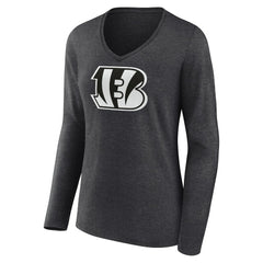 Cincinnati Bengals Women's Personalized Name & Number Monochrome V-neck T-Shirt - Charcoal discount